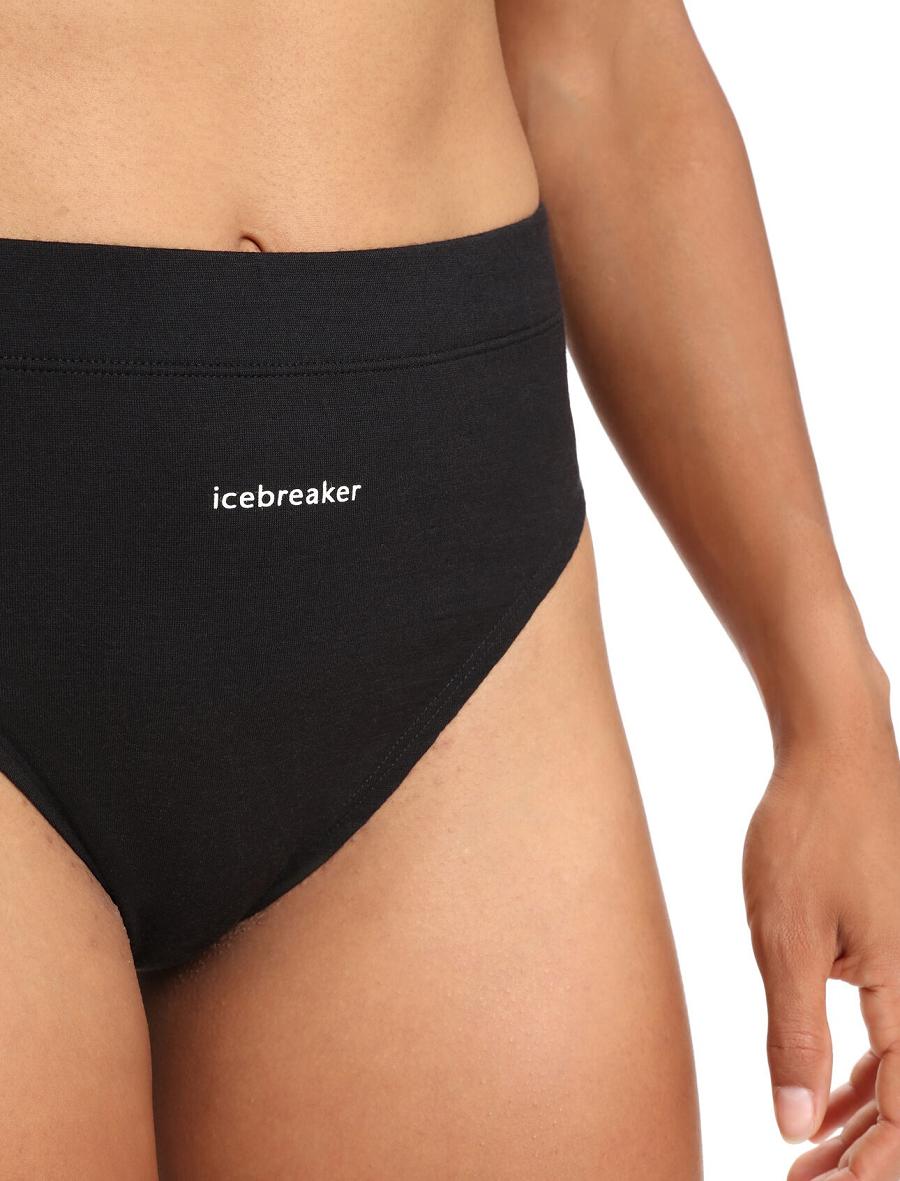 Icebreaker Merino Queens High Cut Brief Naisten Alusvaatteet Mustat | FI 1695AHKP